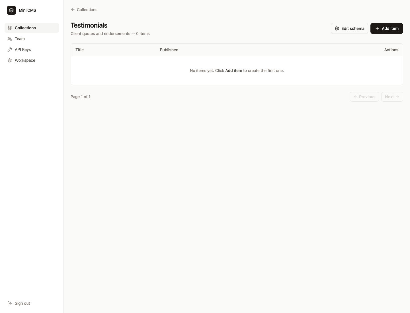 Empty collection state